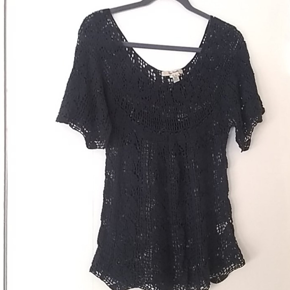 Free People Short Sleeve Handknit Top